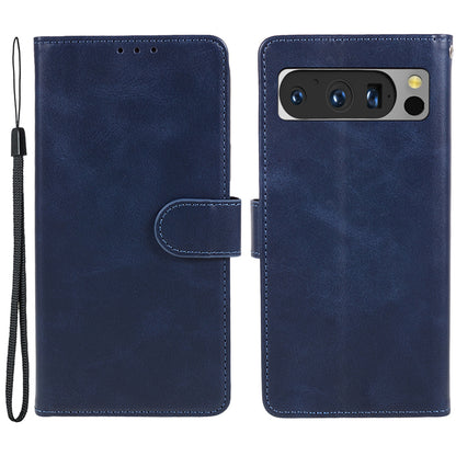 For Google Pixel 8 Pro PU Leather Wallet Phone Case Calf Texture Shockproof Stand Cover