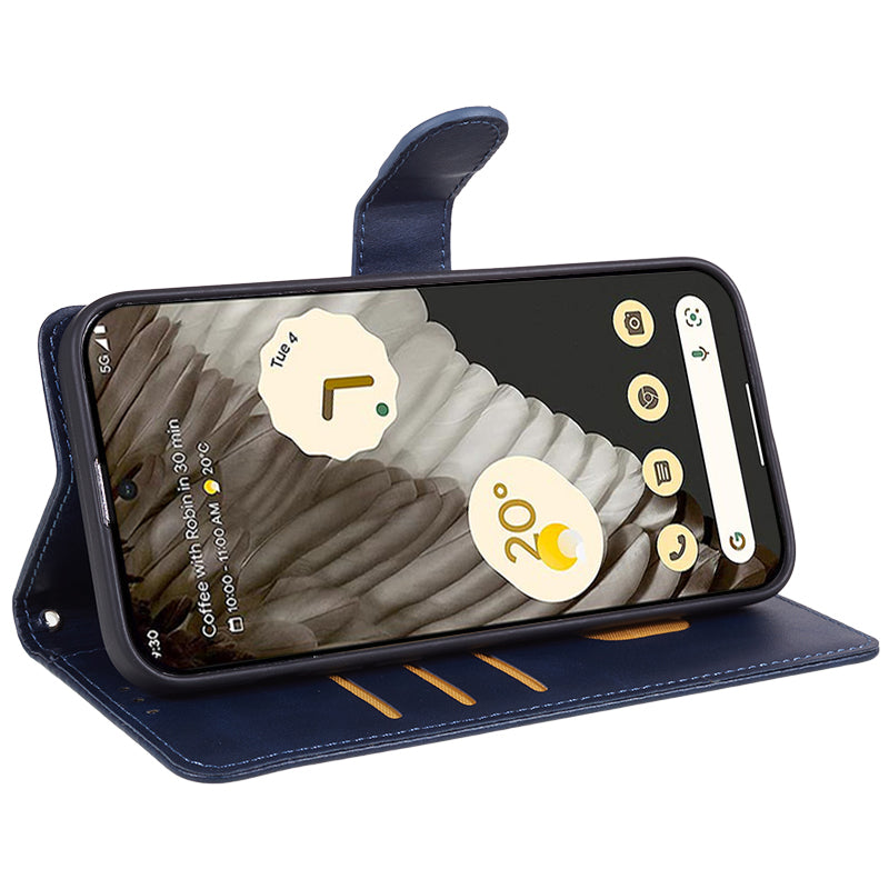 For Google Pixel 8 Pro PU Leather Wallet Phone Case Calf Texture Shockproof Stand Cover