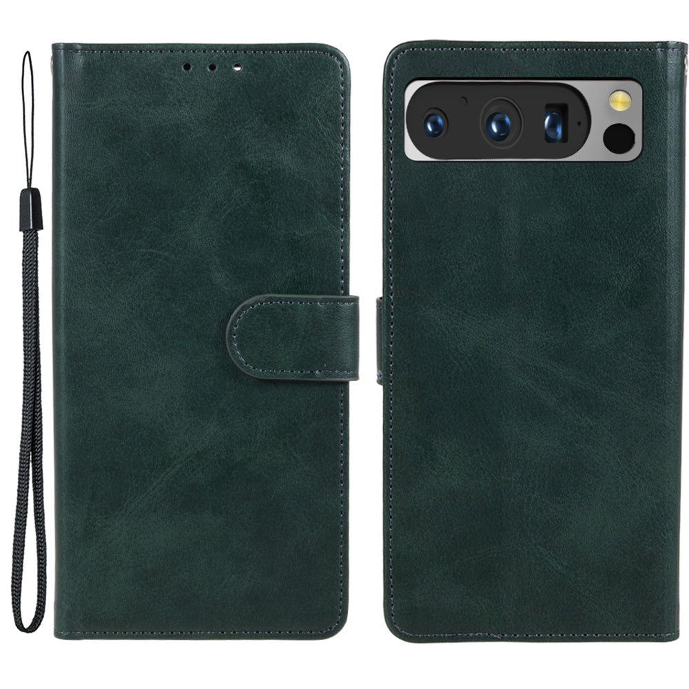 For Google Pixel 8 Pro PU Leather Wallet Phone Case Calf Texture Shockproof Stand Cover