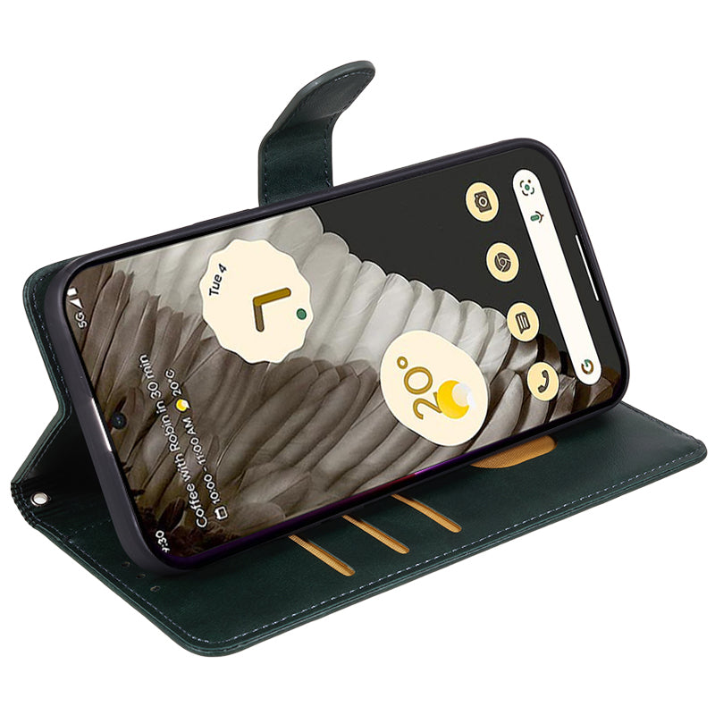 For Google Pixel 8 Pro PU Leather Wallet Phone Case Calf Texture Shockproof Stand Cover
