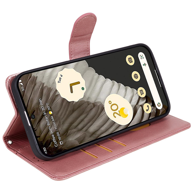 For Google Pixel 8 Pro PU Leather Wallet Phone Case Calf Texture Shockproof Stand Cover