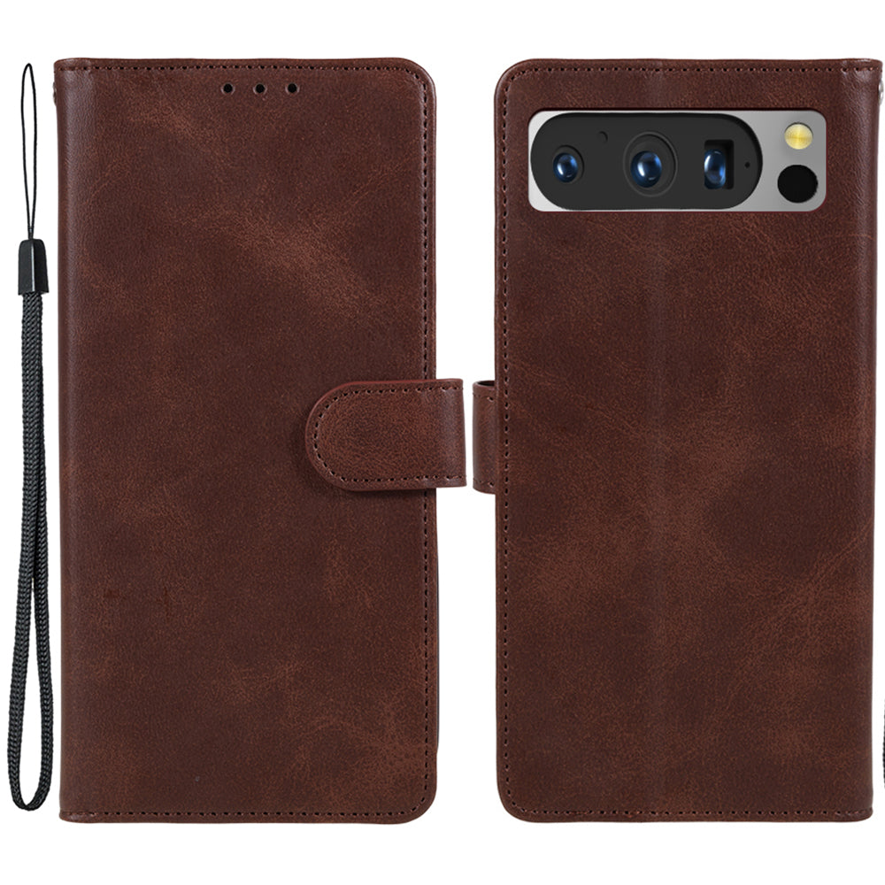 For Google Pixel 8 Pro PU Leather Wallet Phone Case Calf Texture Shockproof Stand Cover