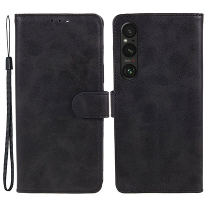 For Sony Xperia 1 V Calf Texture PU Leather Phone Case Magnetic Clasp Wallet Stand Cover