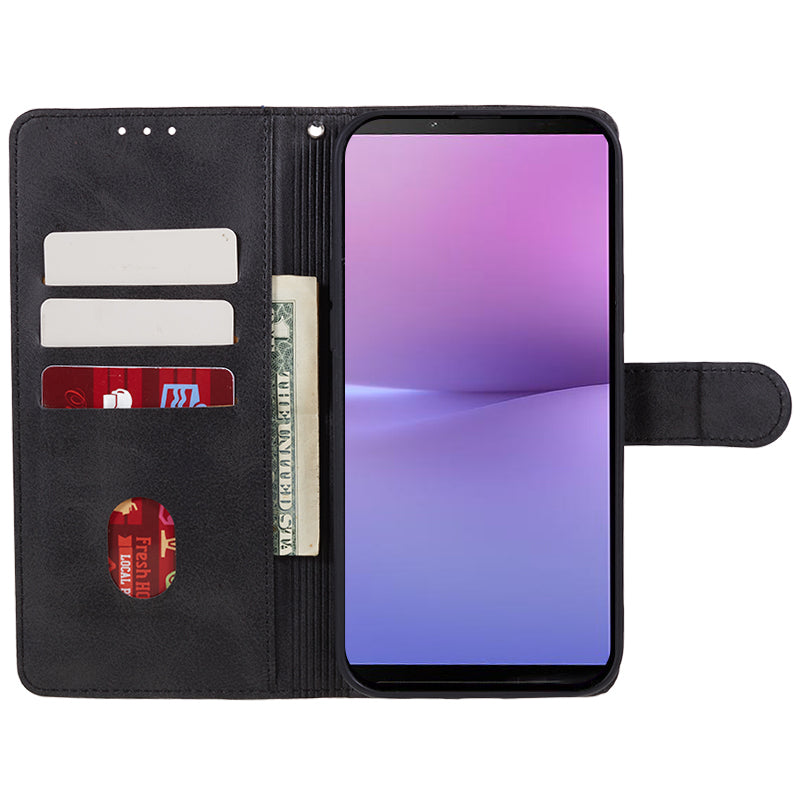 For Sony Xperia 1 V Calf Texture PU Leather Phone Case Magnetic Clasp Wallet Stand Cover