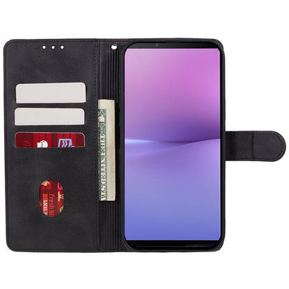 For Sony Xperia 1 V Calf Texture PU Leather Phone Case Magnetic Clasp Wallet Stand Cover