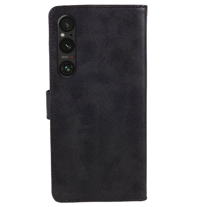 For Sony Xperia 1 V Calf Texture PU Leather Phone Case Magnetic Clasp Wallet Stand Cover