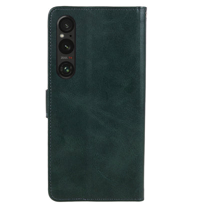 For Sony Xperia 1 V Calf Texture PU Leather Phone Case Magnetic Clasp Wallet Stand Cover