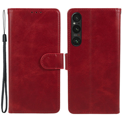 For Sony Xperia 1 V Calf Texture PU Leather Phone Case Magnetic Clasp Wallet Stand Cover