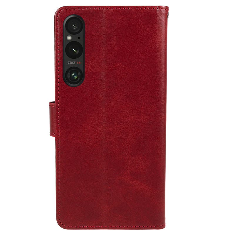 For Sony Xperia 1 V Calf Texture PU Leather Phone Case Magnetic Clasp Wallet Stand Cover
