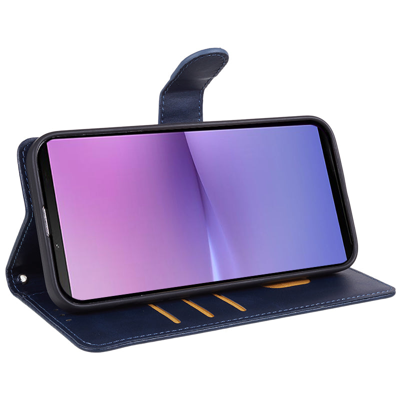 For Sony Xperia 1 V Calf Texture PU Leather Phone Case Magnetic Clasp Wallet Stand Cover