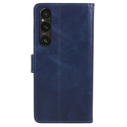 For Sony Xperia 1 V Calf Texture PU Leather Phone Case Magnetic Clasp Wallet Stand Cover