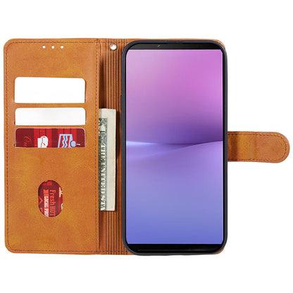 For Sony Xperia 1 V Calf Texture PU Leather Phone Case Magnetic Clasp Wallet Stand Cover