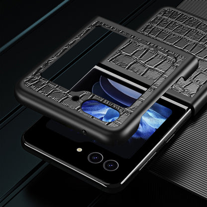 Crocodile Texture Phone Case for Samsung Galaxy Z Flip5 5G PU Leather Hard PC Phone Shell