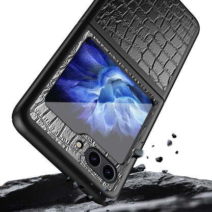 Crocodile Texture Phone Case for Samsung Galaxy Z Flip5 5G PU Leather Hard PC Phone Shell