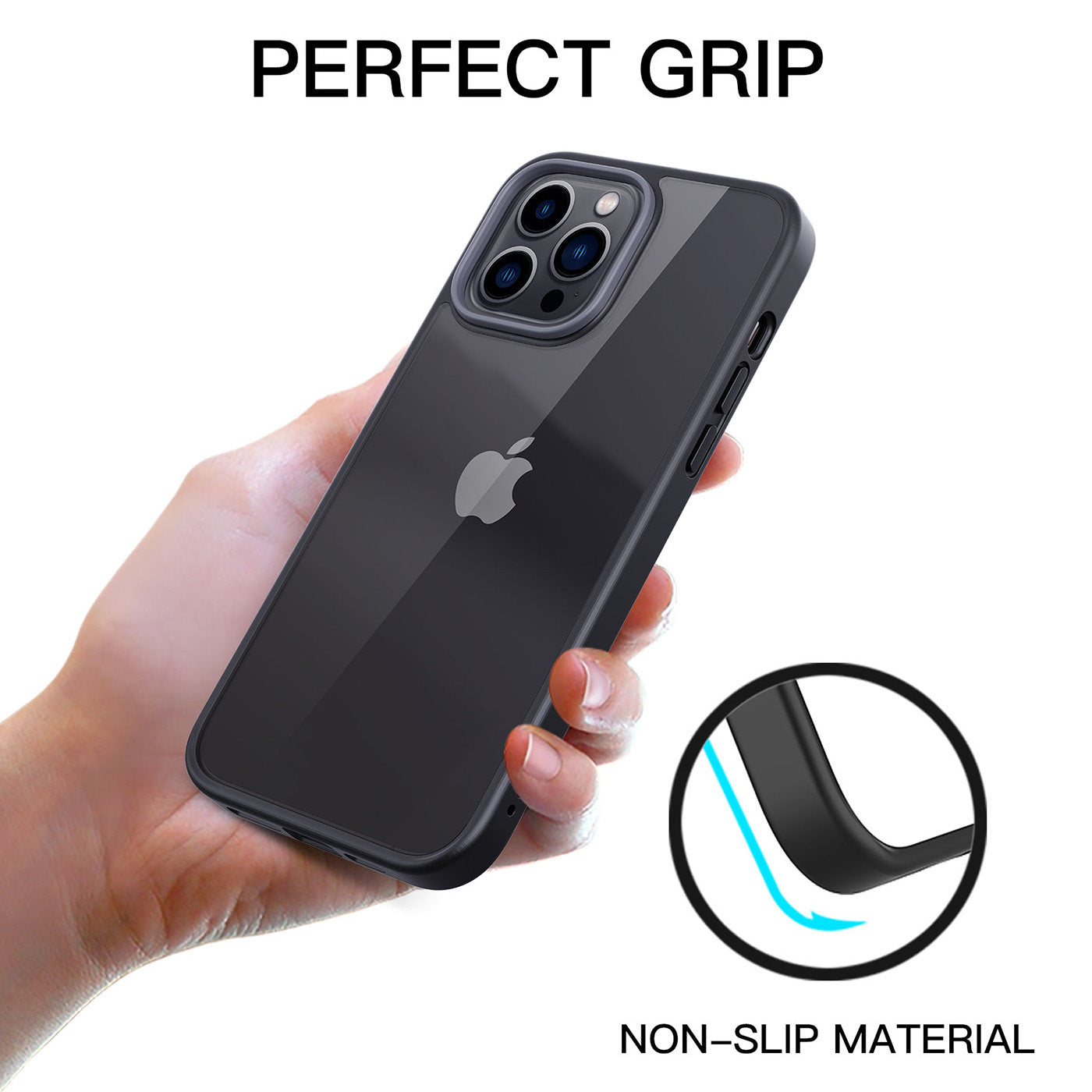 For iPhone 13 Pro Max 6.7 inch TPU+PC Clear Back Cover Matte Anti-fingerprint Phone Case