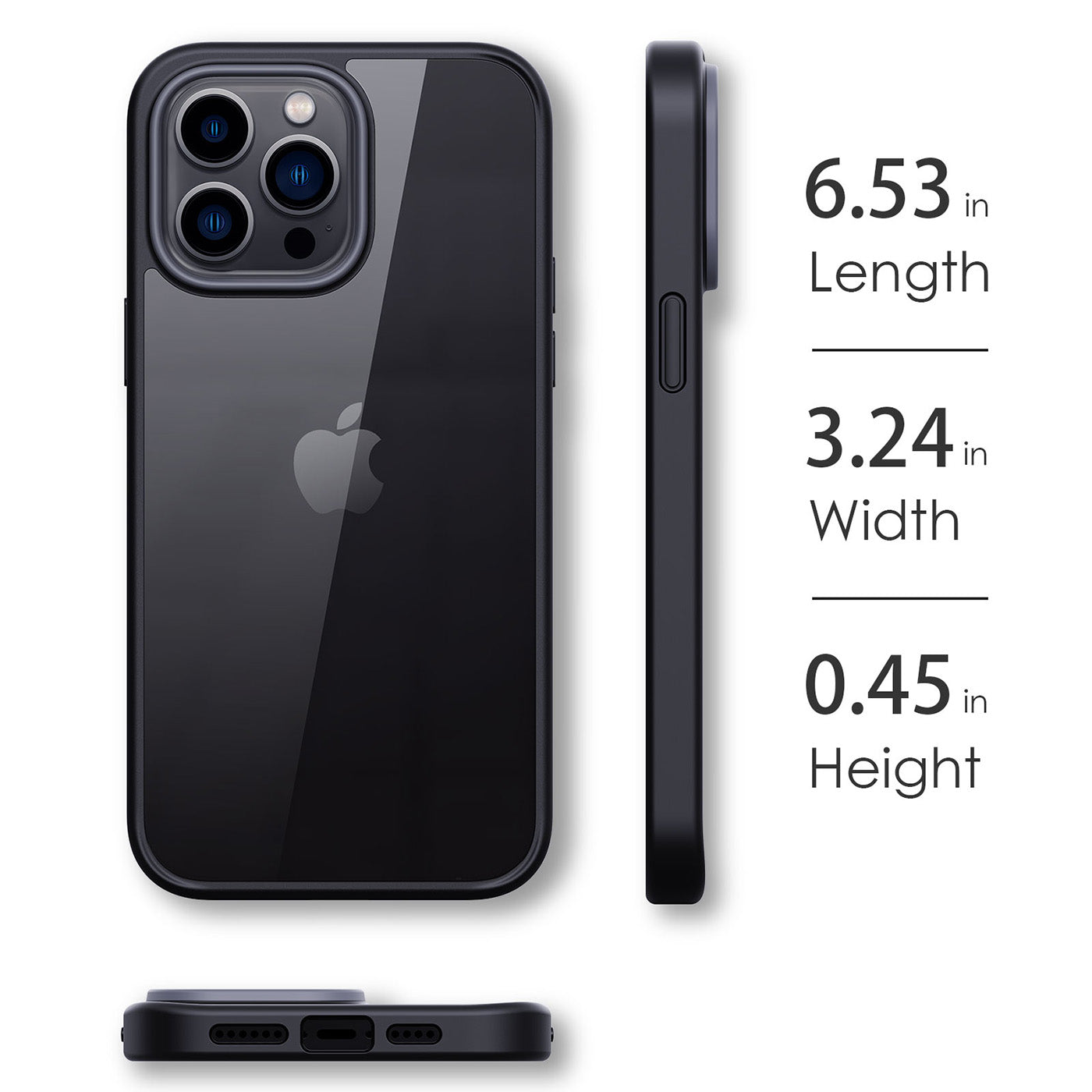 For iPhone 13 Pro Max 6.7 inch TPU+PC Clear Back Cover Matte Anti-fingerprint Phone Case