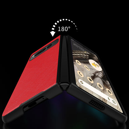 For Google Pixel Fold Cross Texture Rubberized Case PU Leather + Hard PC Shockproof Phone Cover