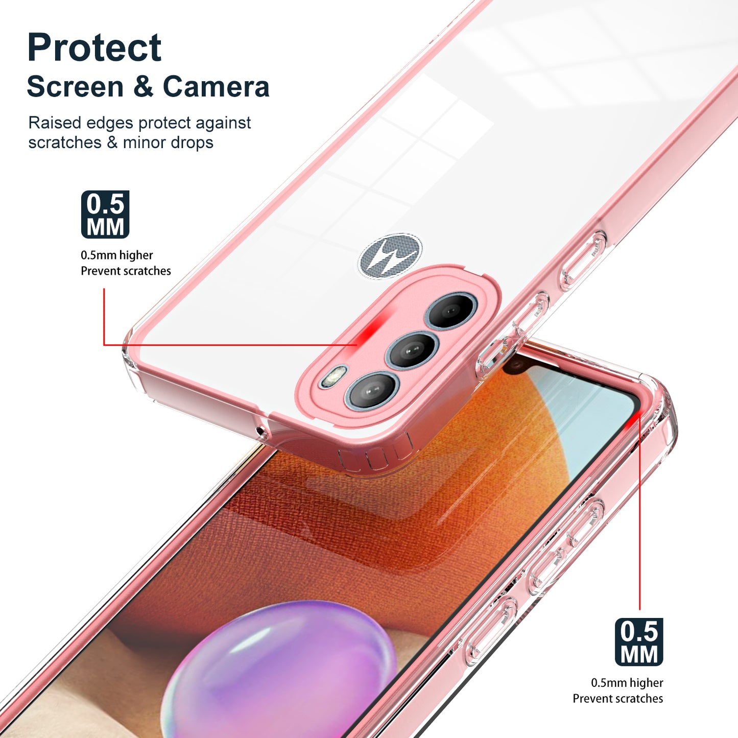 For Motorola Moto G31 4G TPU + PC Camera Protection Hybrid Case Clear Shockproof Phone Cover