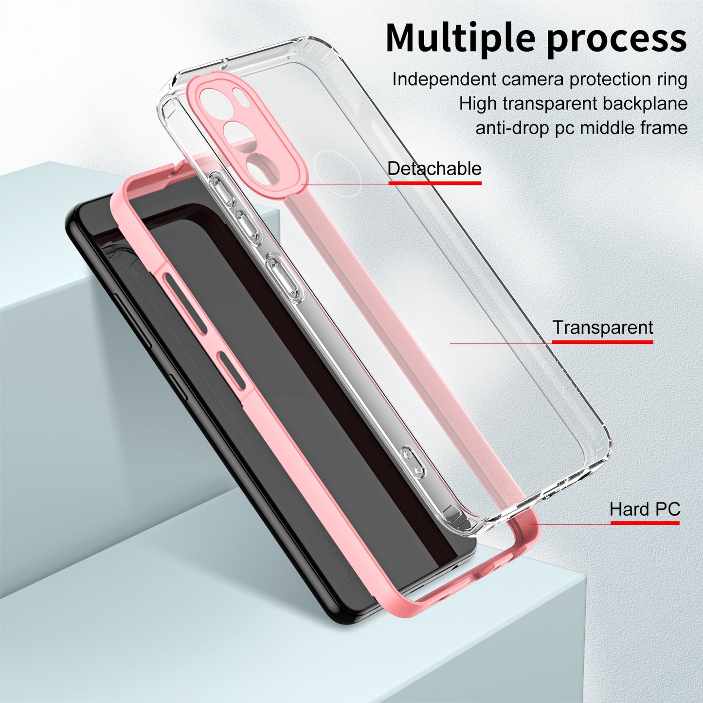 For Motorola Moto G31 4G TPU + PC Camera Protection Hybrid Case Clear Shockproof Phone Cover