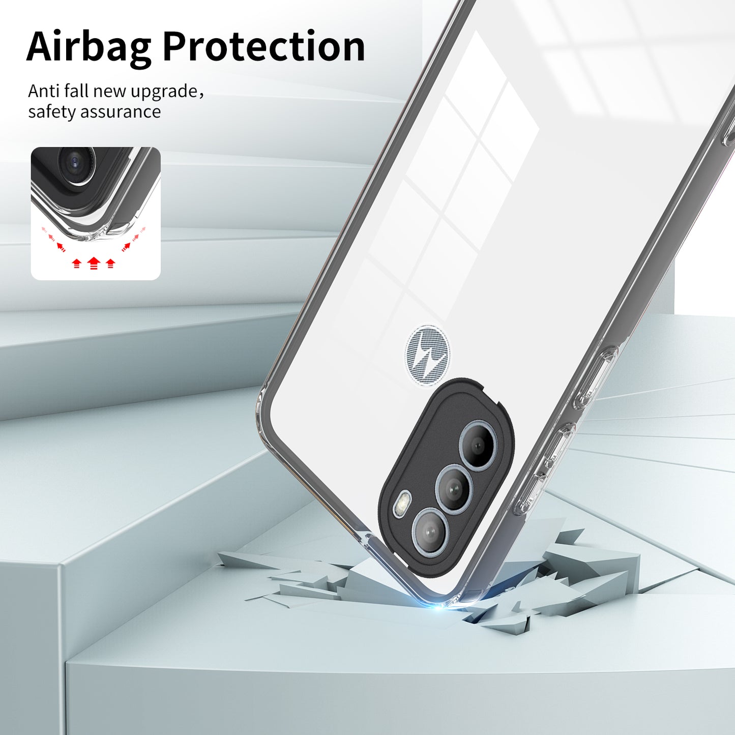 For Motorola Moto G31 4G TPU + PC Camera Protection Hybrid Case Clear Shockproof Phone Cover