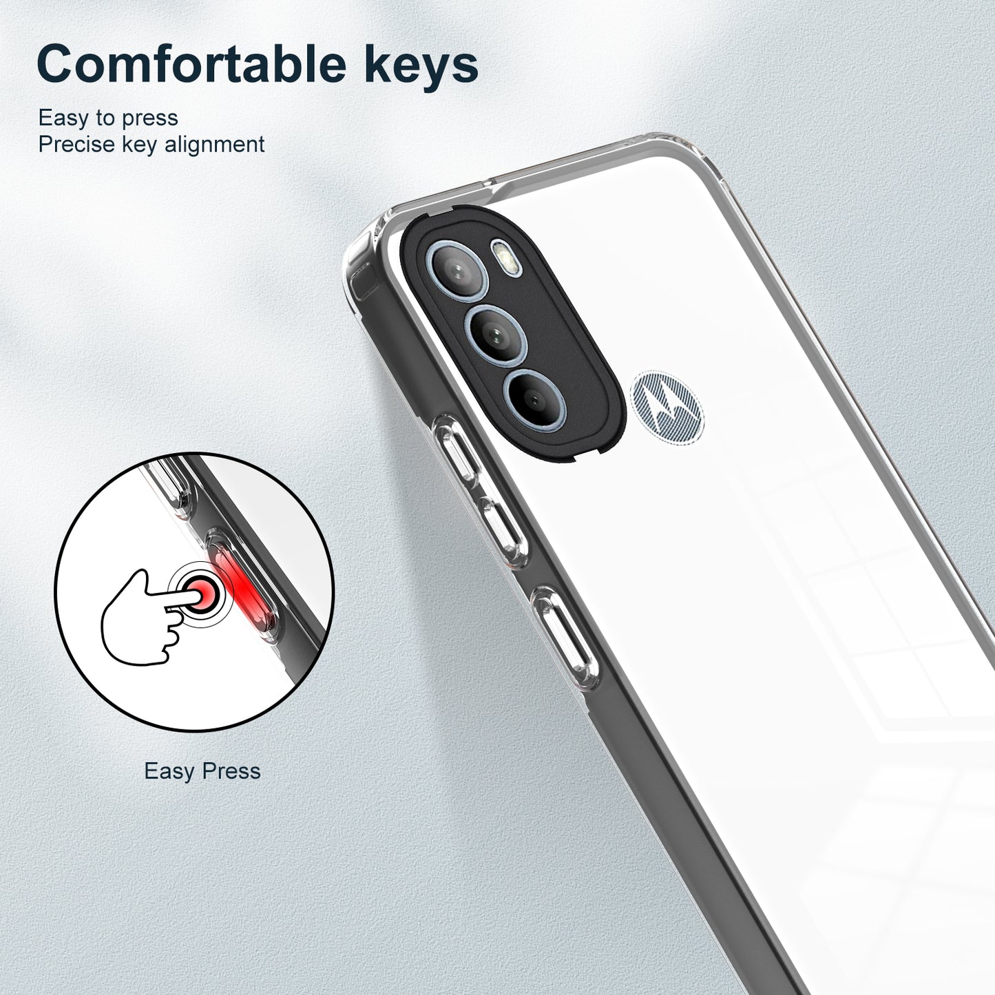 For Motorola Moto G31 4G TPU + PC Camera Protection Hybrid Case Clear Shockproof Phone Cover