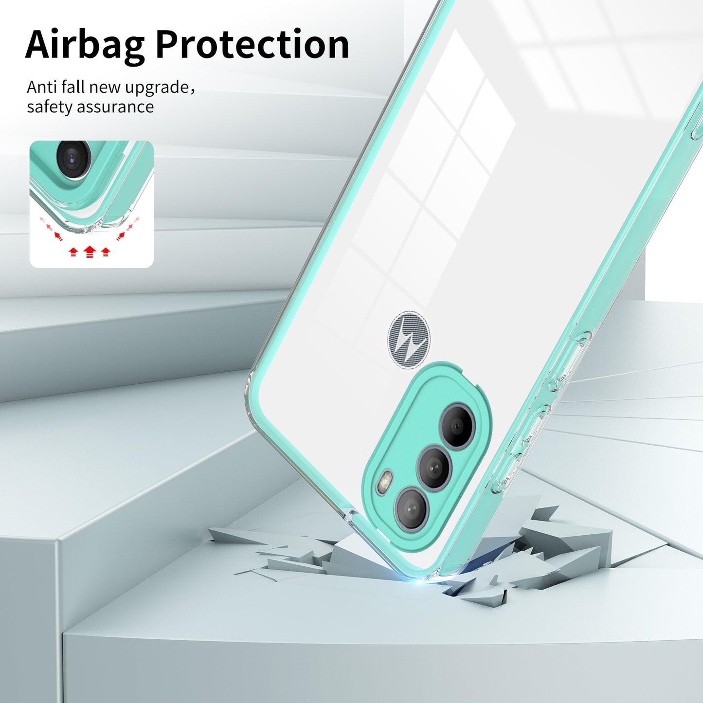 For Motorola Moto G31 4G TPU + PC Camera Protection Hybrid Case Clear Shockproof Phone Cover