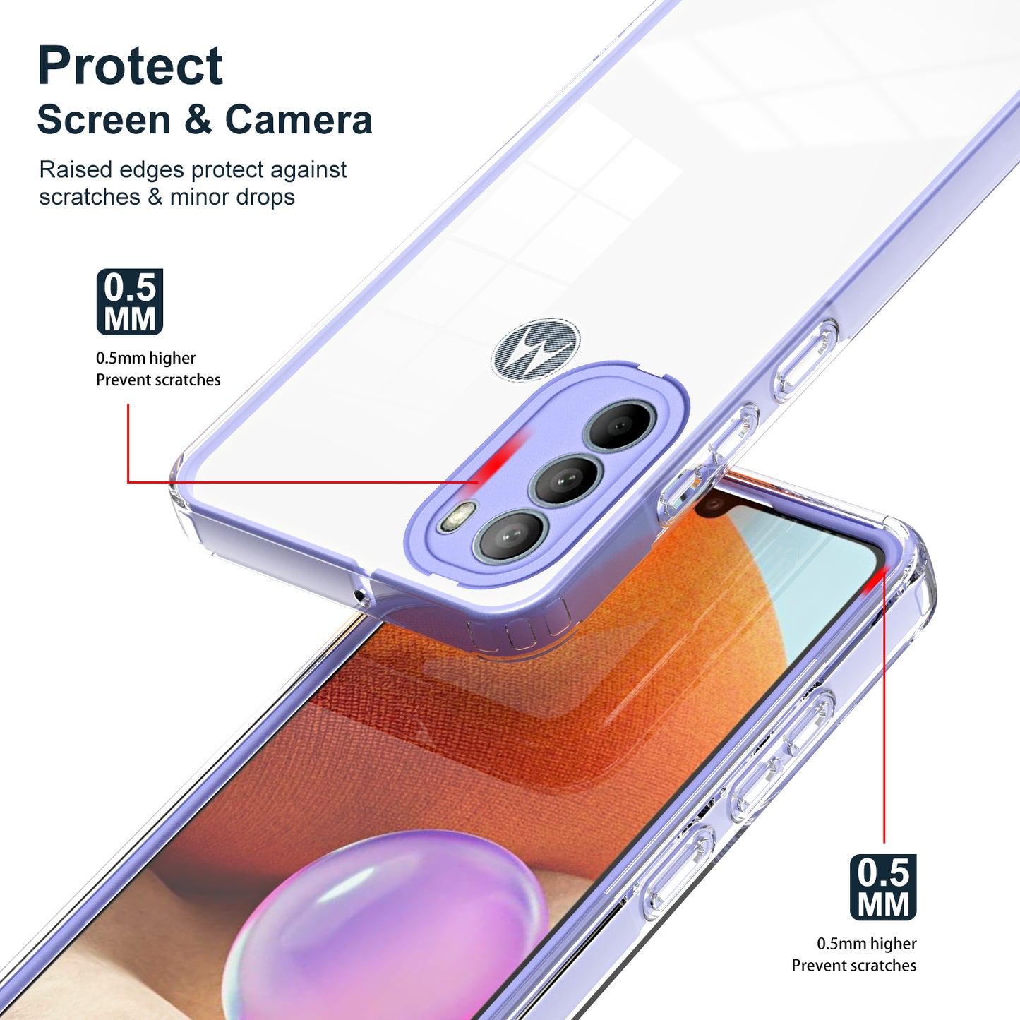 For Motorola Moto G31 4G TPU + PC Camera Protection Hybrid Case Clear Shockproof Phone Cover