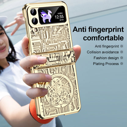 Mechanical Legend Series for Samsung Galaxy Z Flip4 5G Protective Phone Case Hard PC Electroplating Cover