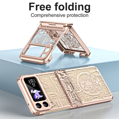 Mechanical Legend Series for Samsung Galaxy Z Flip4 5G Protective Phone Case Hard PC Electroplating Cover