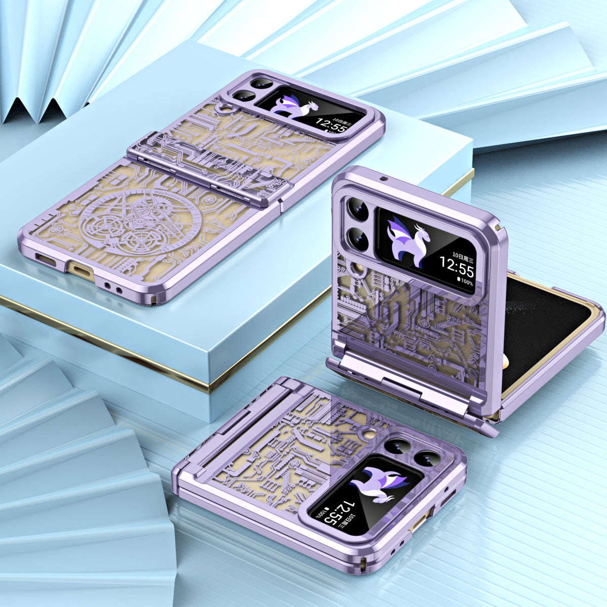 Mechanical Legend Series for Samsung Galaxy Z Flip4 5G Protective Phone Case Hard PC Electroplating Cover