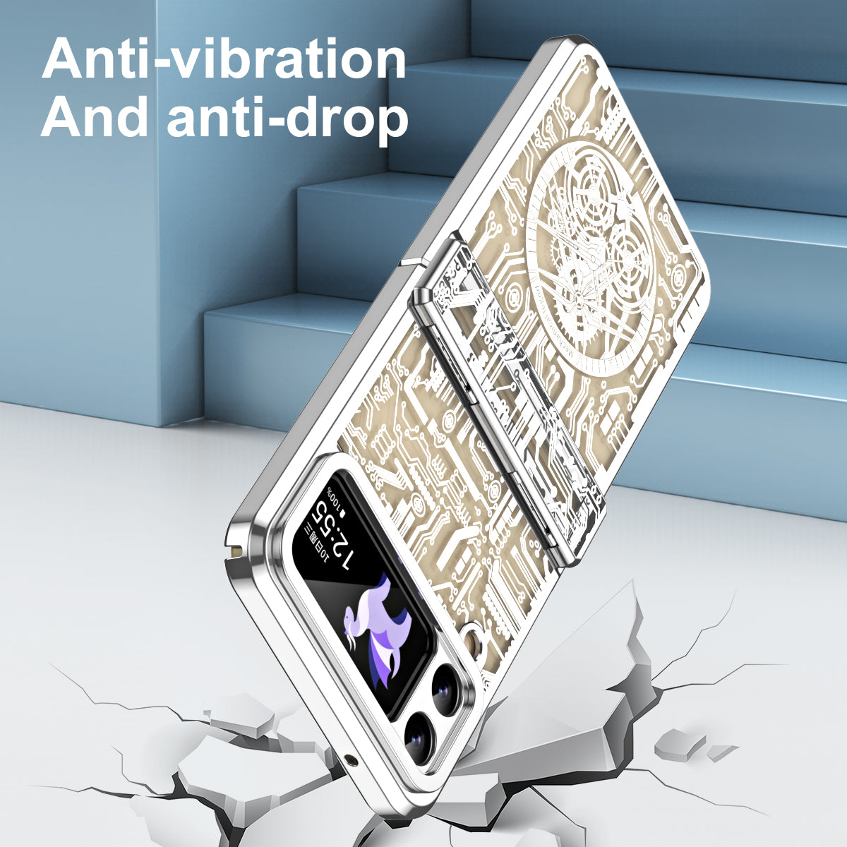 Mechanical Legend Series for Samsung Galaxy Z Flip4 5G Protective Phone Case Hard PC Electroplating Cover