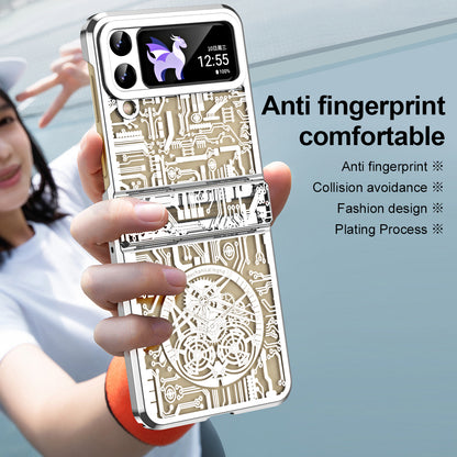 Mechanical Legend Series for Samsung Galaxy Z Flip4 5G Protective Phone Case Hard PC Electroplating Cover