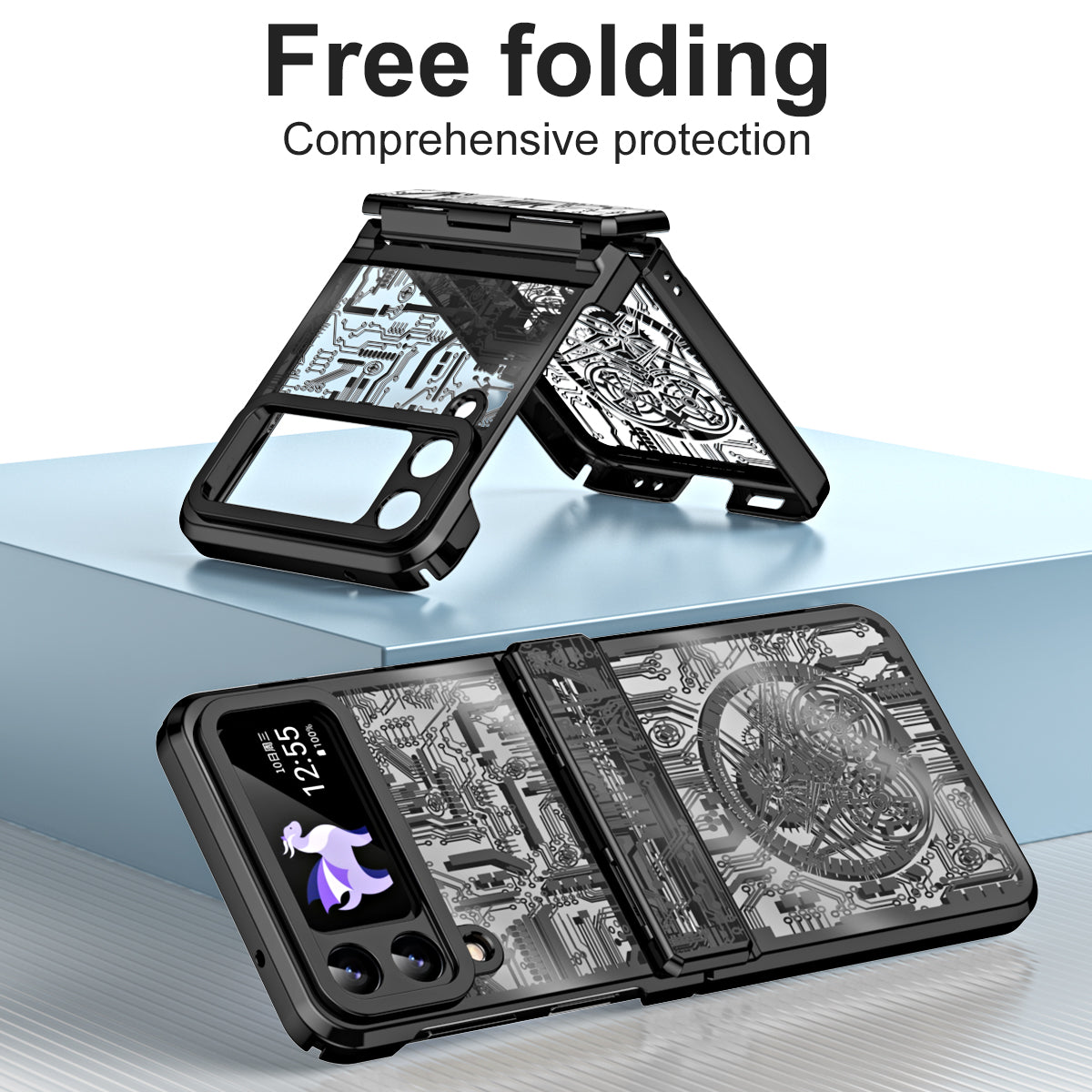 Mechanical Legend Series for Samsung Galaxy Z Flip4 5G Protective Phone Case Hard PC Electroplating Cover