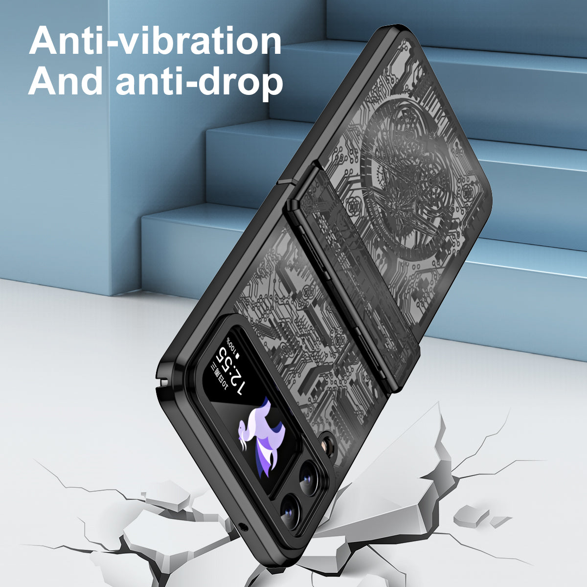 Mechanical Legend Series for Samsung Galaxy Z Flip4 5G Protective Phone Case Hard PC Electroplating Cover