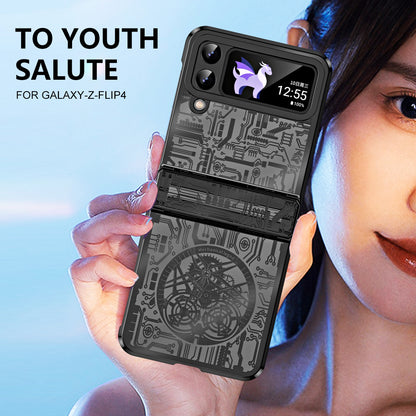 Mechanical Legend Series for Samsung Galaxy Z Flip4 5G Protective Phone Case Hard PC Electroplating Cover