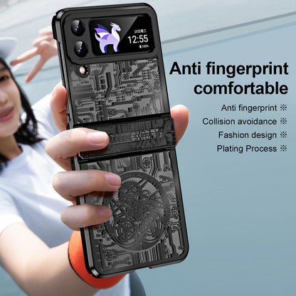 Mechanical Legend Series for Samsung Galaxy Z Flip4 5G Protective Phone Case Hard PC Electroplating Cover