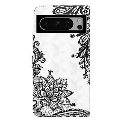 For Google Pixel 8 Pro PU Leather Wallet Phone Case 3D Pattern Printing Stand Cover with Strap
