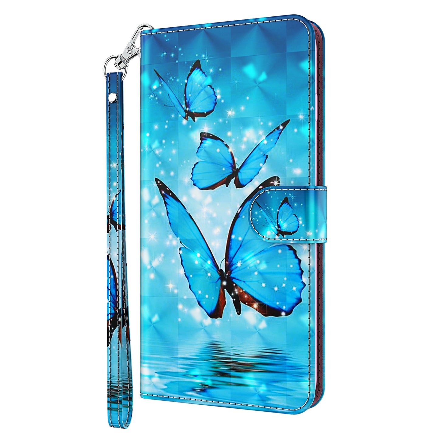 For Google Pixel 8 Pro PU Leather Wallet Phone Case 3D Pattern Printing Stand Cover with Strap