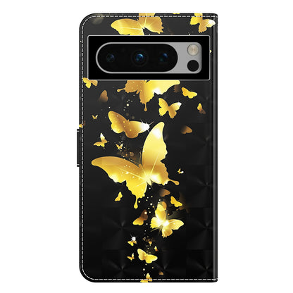 For Google Pixel 8 Pro PU Leather Wallet Phone Case 3D Pattern Printing Stand Cover with Strap