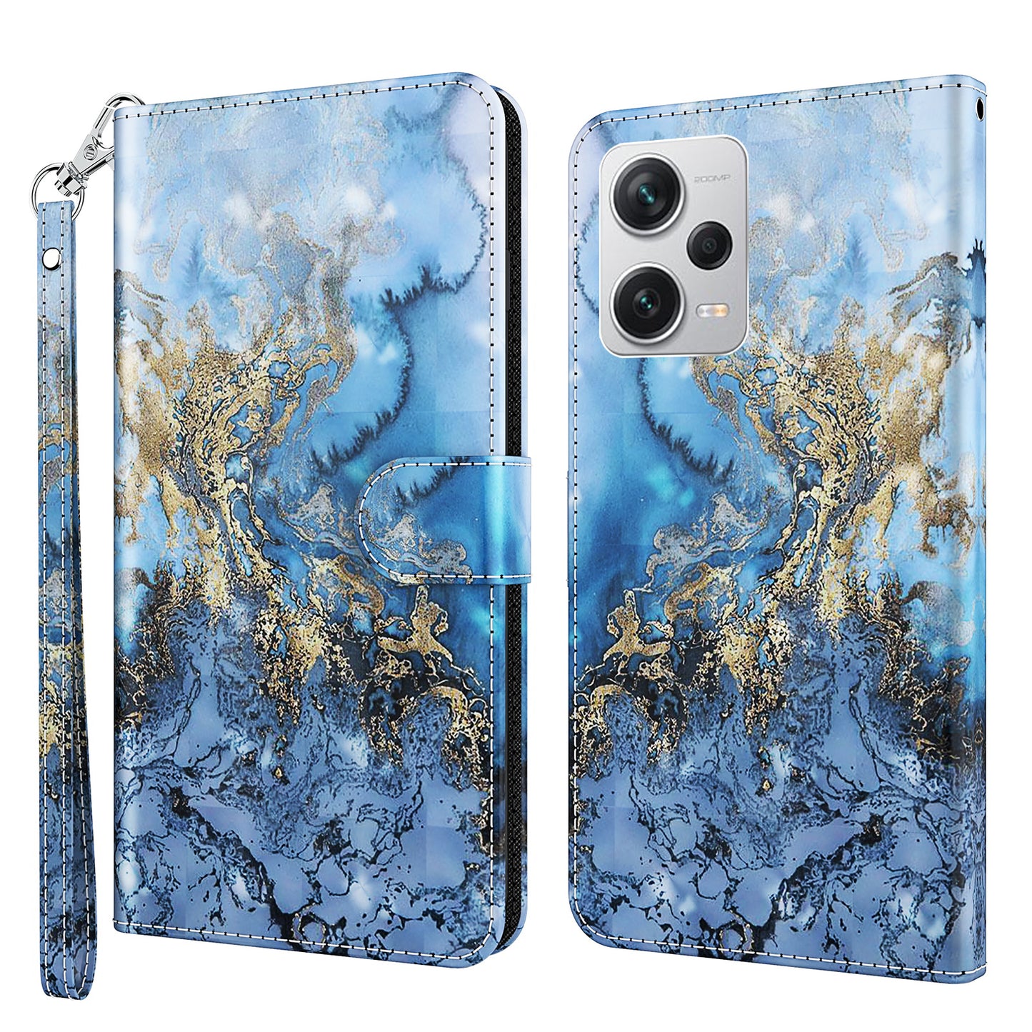 For Xiaomi Redmi Note 12 Pro+ 5G Leather Wallet Phone Case 3D Pattern Printing Stand Cover with Strap