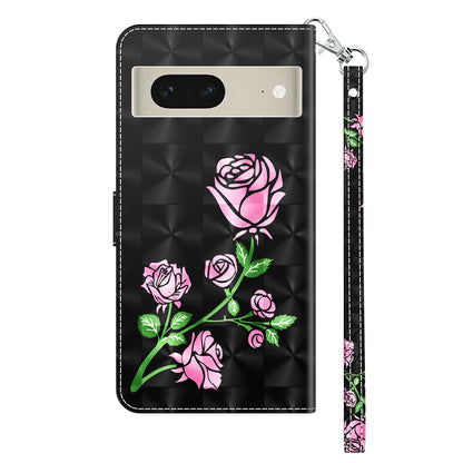 For Google Pixel 8 3D Pattern Printing PU Leather Phone Cover Wallet Phone Stand Case with Strap