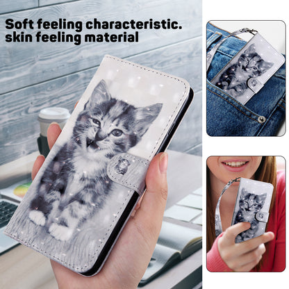 For Google Pixel 8 3D Pattern Printing PU Leather Phone Cover Wallet Phone Stand Case with Strap