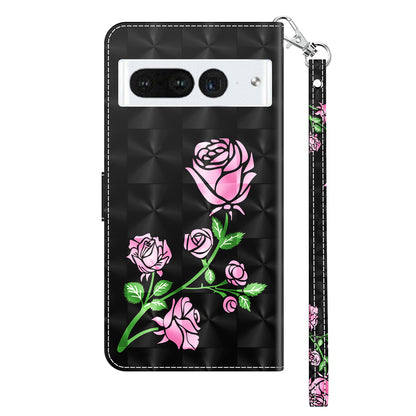 For Google Pixel 8 Pro Stand PU Leather Phone Case 3D Pattern Printing Wallet Cover with Strap