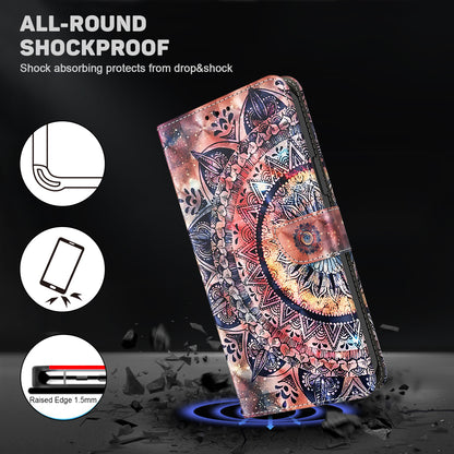 For Google Pixel 8 Pro Stand PU Leather Phone Case 3D Pattern Printing Wallet Cover with Strap