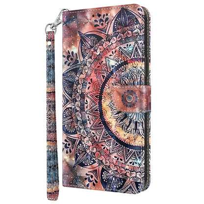 For Google Pixel 8 Pro Stand PU Leather Phone Case 3D Pattern Printing Wallet Cover with Strap