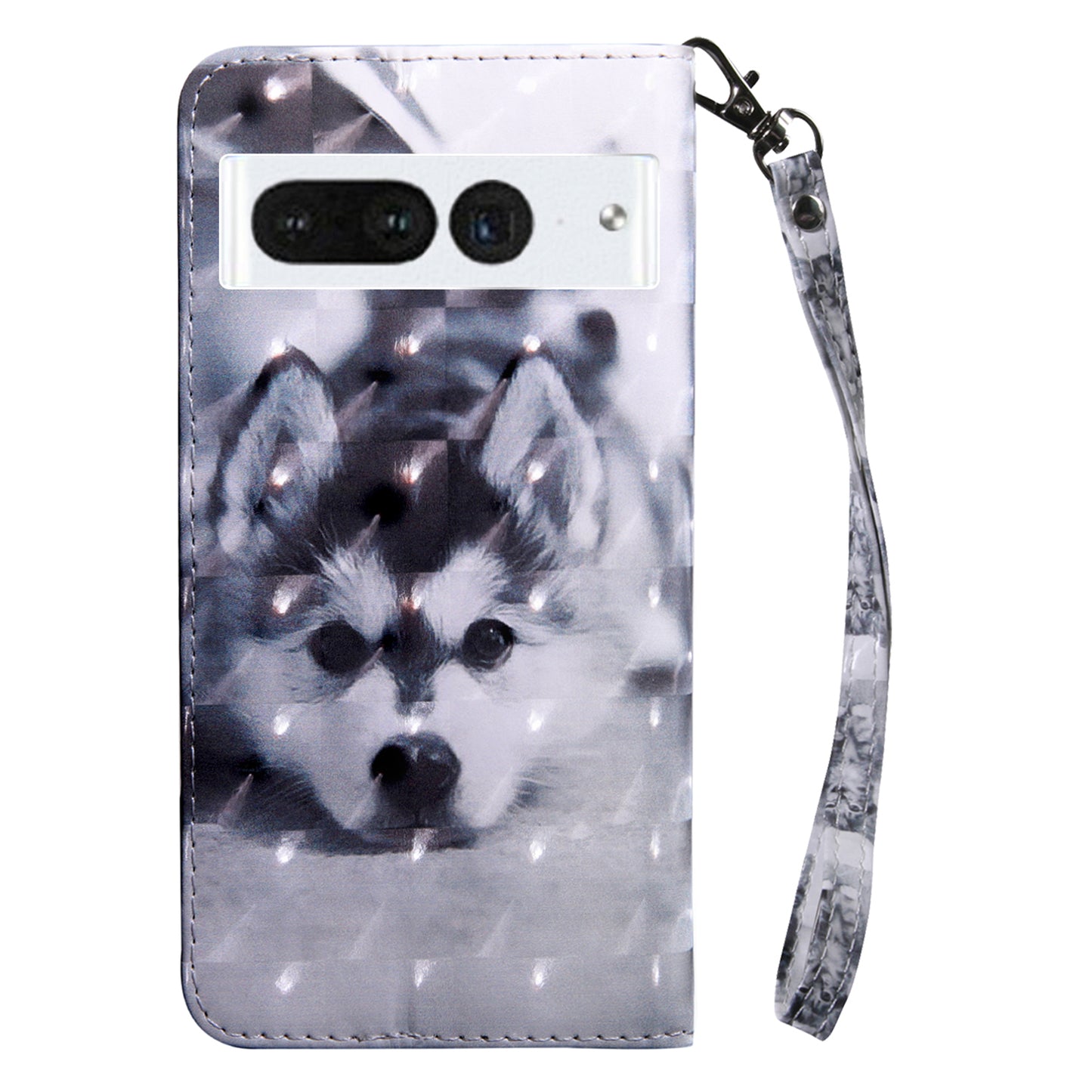 For Google Pixel 8 Pro Stand PU Leather Phone Case 3D Pattern Printing Wallet Cover with Strap