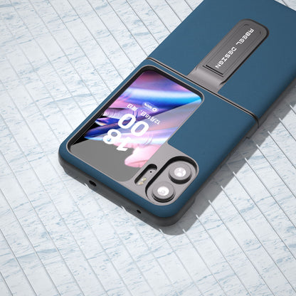 ABEEL For Oppo Find N2 Flip 5G Kickstand Phone Case Cowhide Leather Coated PC Protective Cover