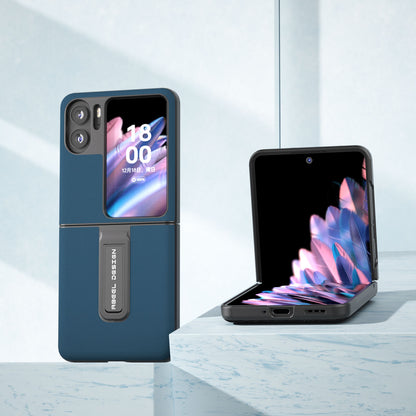 ABEEL For Oppo Find N2 Flip 5G Kickstand Phone Case Cowhide Leather Coated PC Protective Cover