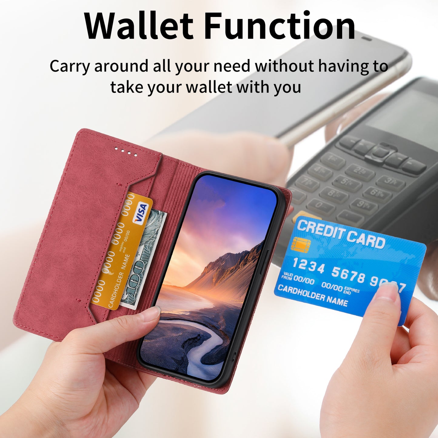 DF-05 RFID Blocking Wallet Cell Phone Case For Xiaomi 13 Pro 5G , Anti-Scratch PU Leather + Matte TPU Stand Cover