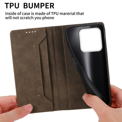DF-05 RFID Blocking Wallet Cell Phone Case For Xiaomi 13 Pro 5G , Anti-Scratch PU Leather + Matte TPU Stand Cover